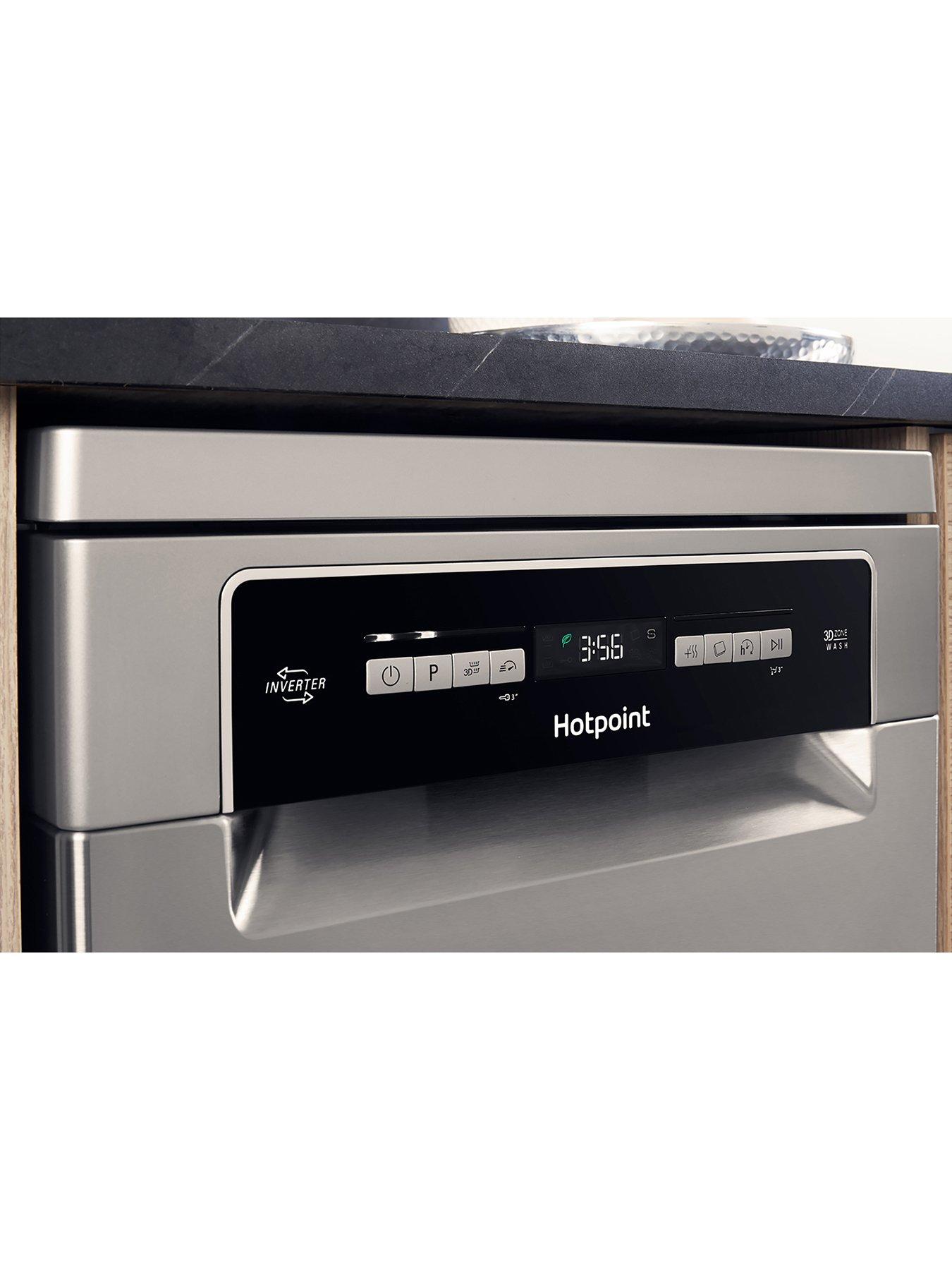  image of hotpoint-hsfo3t223wxukn-10-place-slimline-dishwasher-with-quick-wash-and-3d-zone-wash-inox