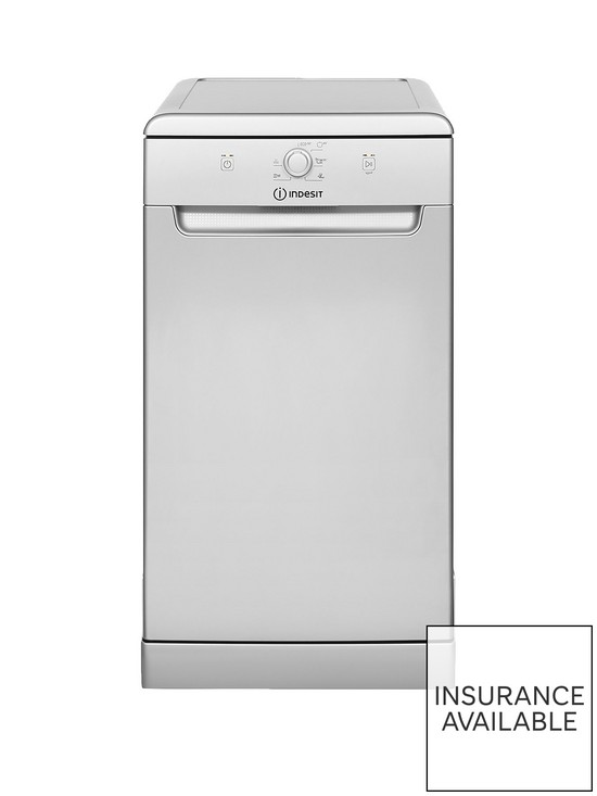 front image of indesit-dsfe1b10sukn-10-place-slimline-dishwasher-with-quick-wash-silver