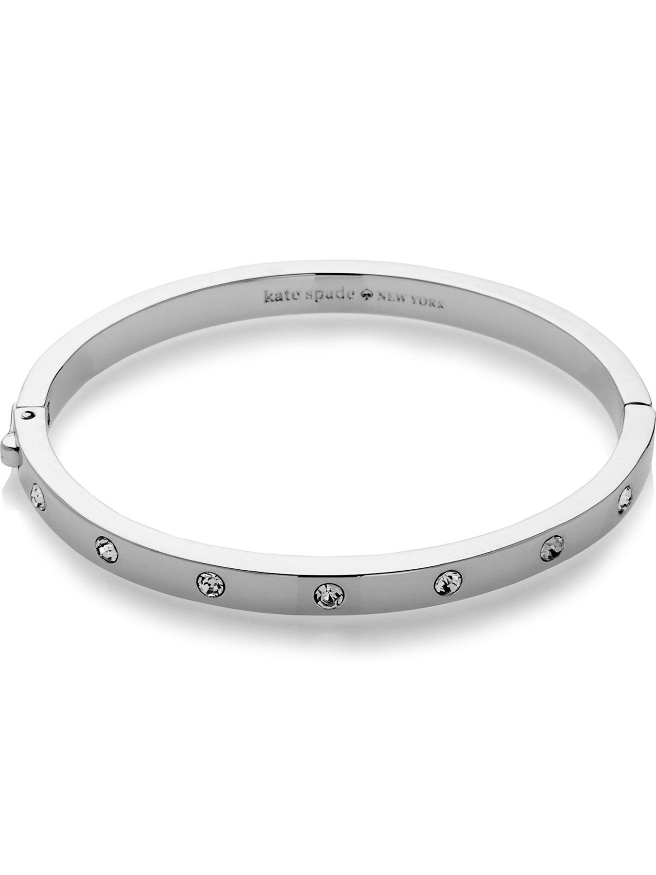 Image 1 of 4 of Kate Spade New York Set In Stone Crystal Hinged Bangle - Silver