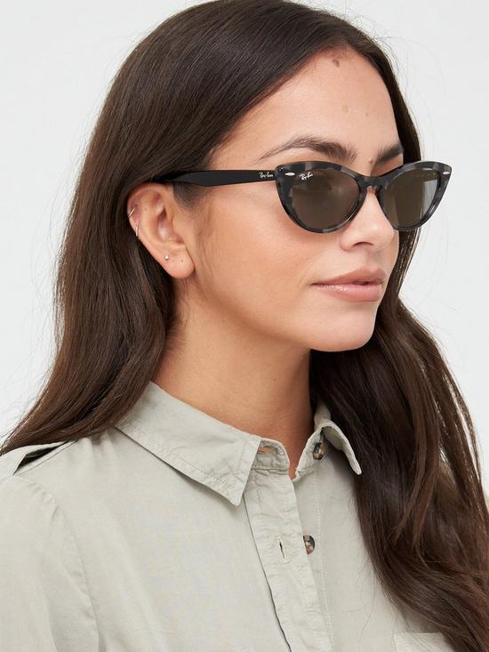 front image of ray-ban-nina-cat-eye-sunglasses-havana-grey