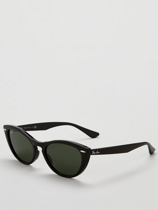 front image of ray-ban-nina-cat-eye-sunglasses-black