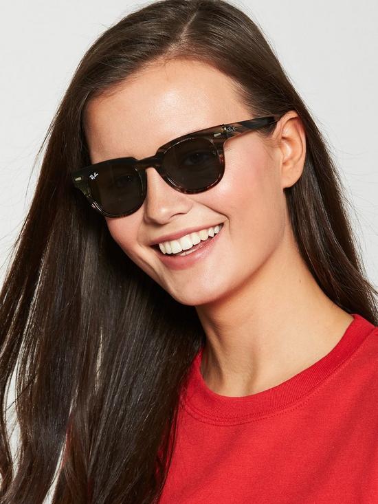 front image of ray-ban-meteor-square-sunglasses-grey-gradientbrown-striped