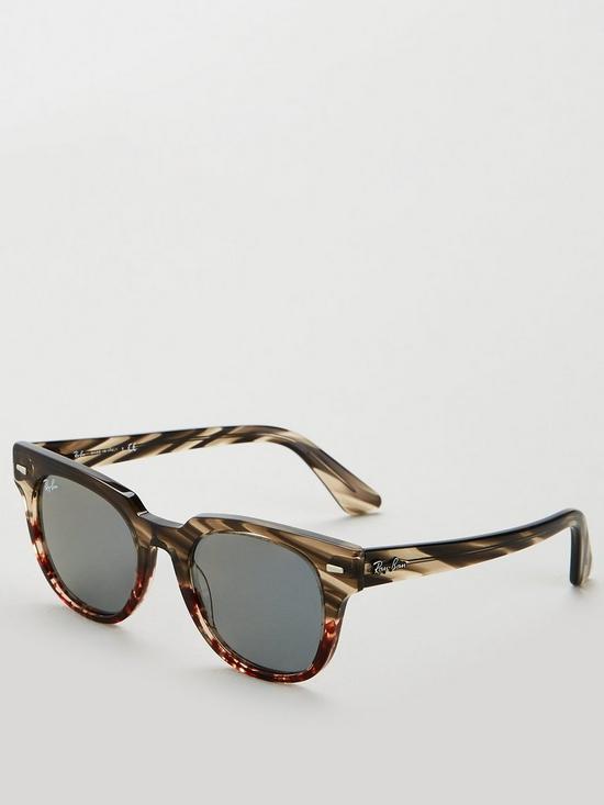 stillFront image of ray-ban-meteor-square-sunglasses-grey-gradientbrown-striped