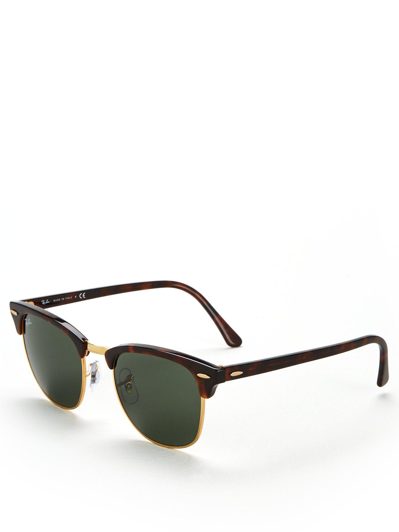 Image 1 of 4 of Ray-Ban Womens Clubmaster Square Acetate Frame Sunglasses - Tortoise/Green