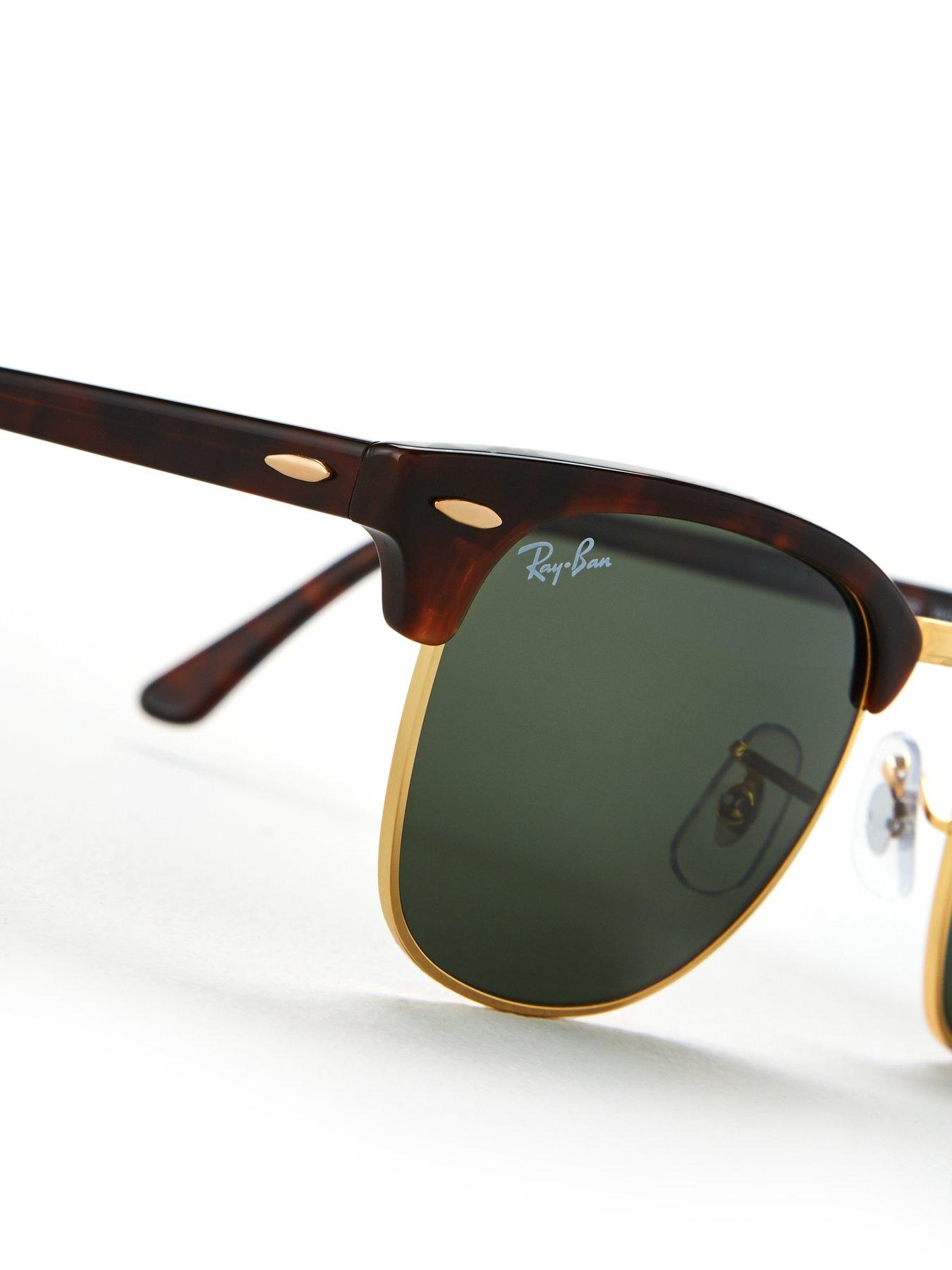 Image 2 of 4 of Ray-Ban Womens Clubmaster Square Acetate Frame Sunglasses - Tortoise/Green