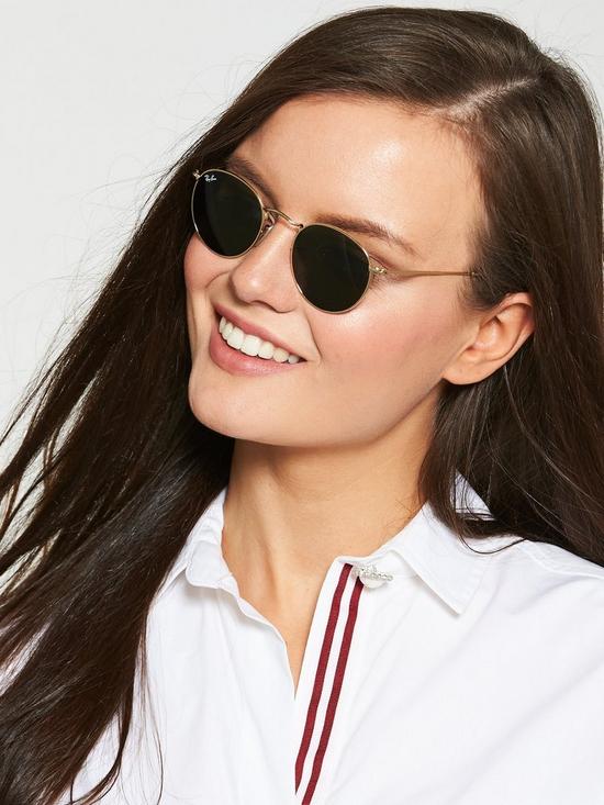 front image of ray-ban-round-metal-sunglasses-arista
