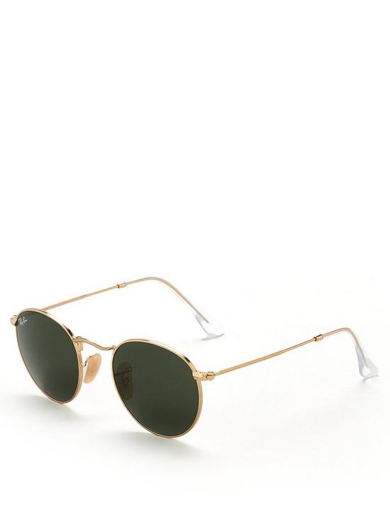 front image of ray-ban-round-metal-sunglasses-arista