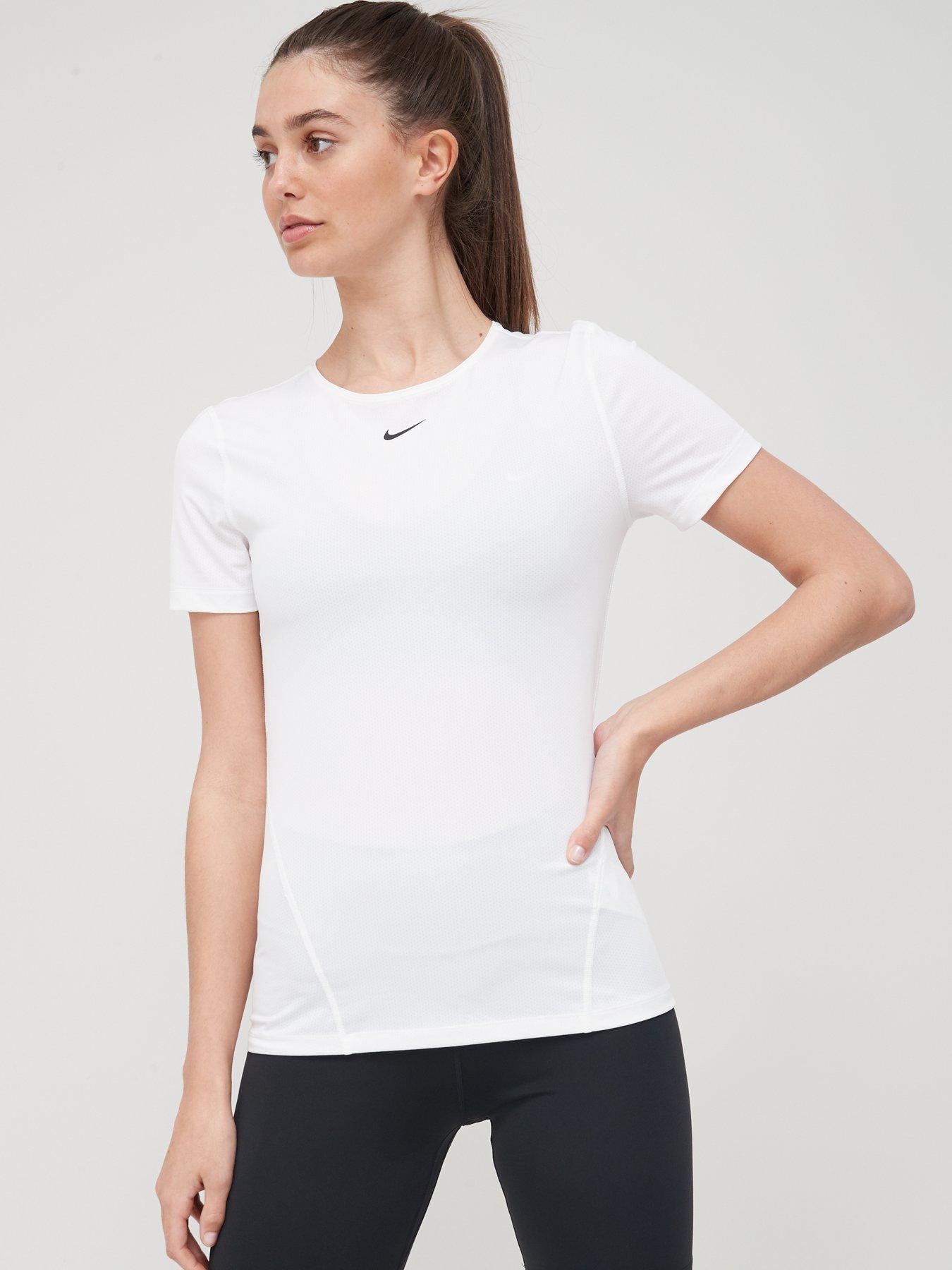Nike Pro Training All Over Ss Mesh Top - White | littlewoods.com