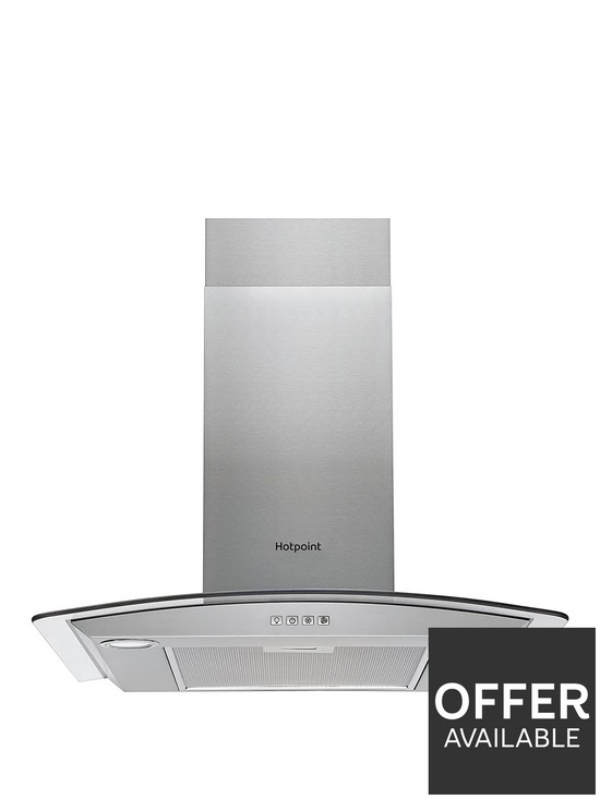 front image of hotpoint-phgc74flmx-70cm-curved-glass-cooker-hood-stainless-steel