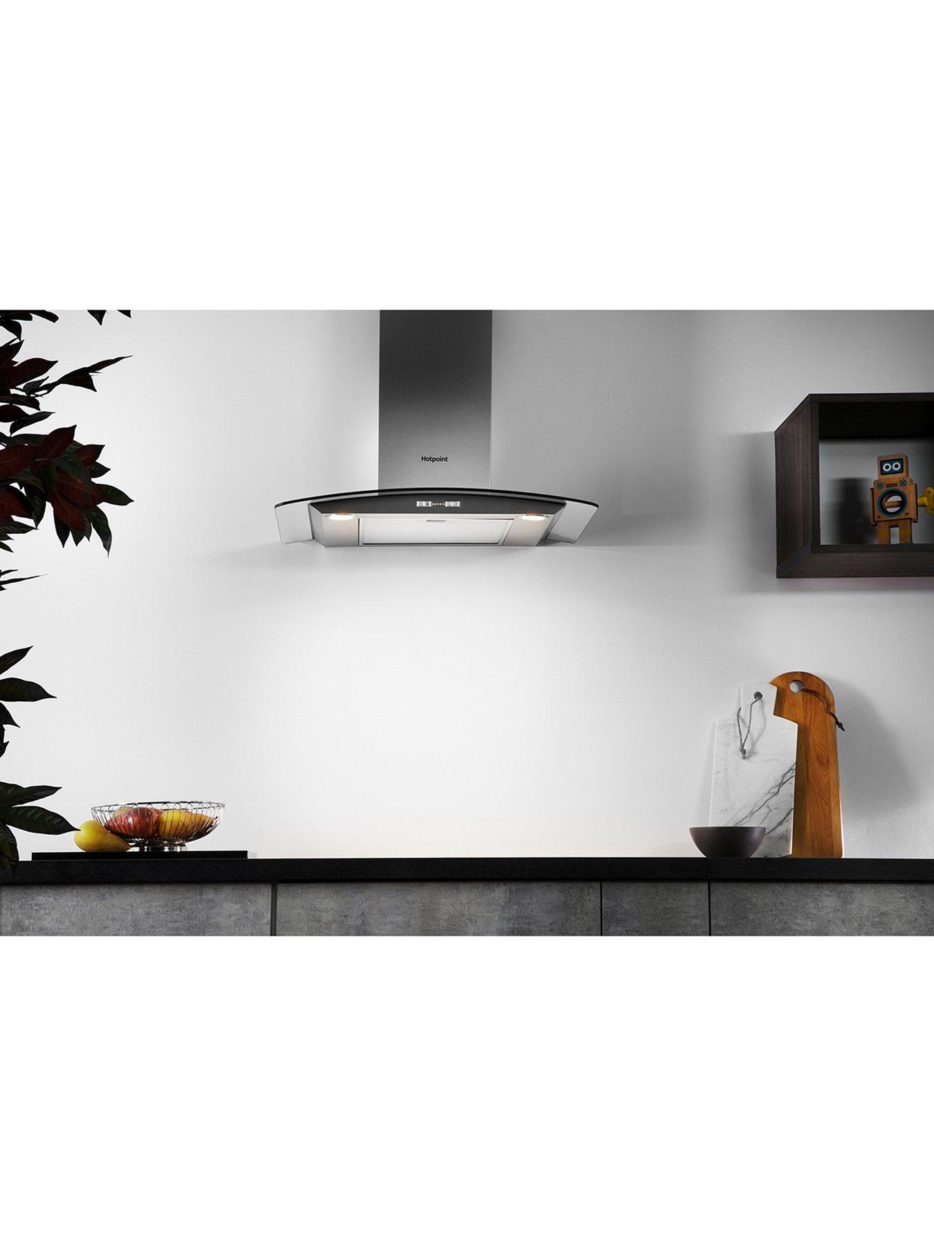 Image 2 of 5 of Hotpoint PHGC7.4FLMX 70cm Curved Glass Cooker Hood - Stainless Steel