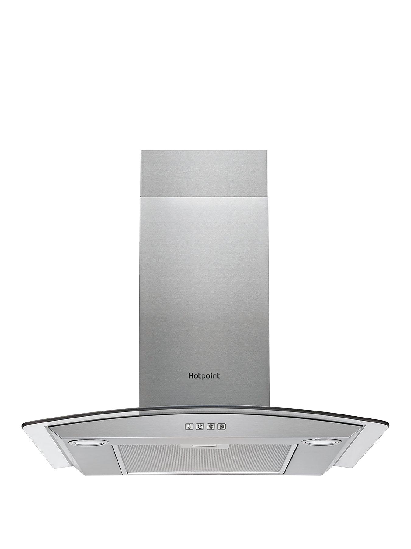 Image 1 of 5 of Hotpoint PHGC6.4FLMX 60cm Curved Glass Cooker Hood - Stainless Steel