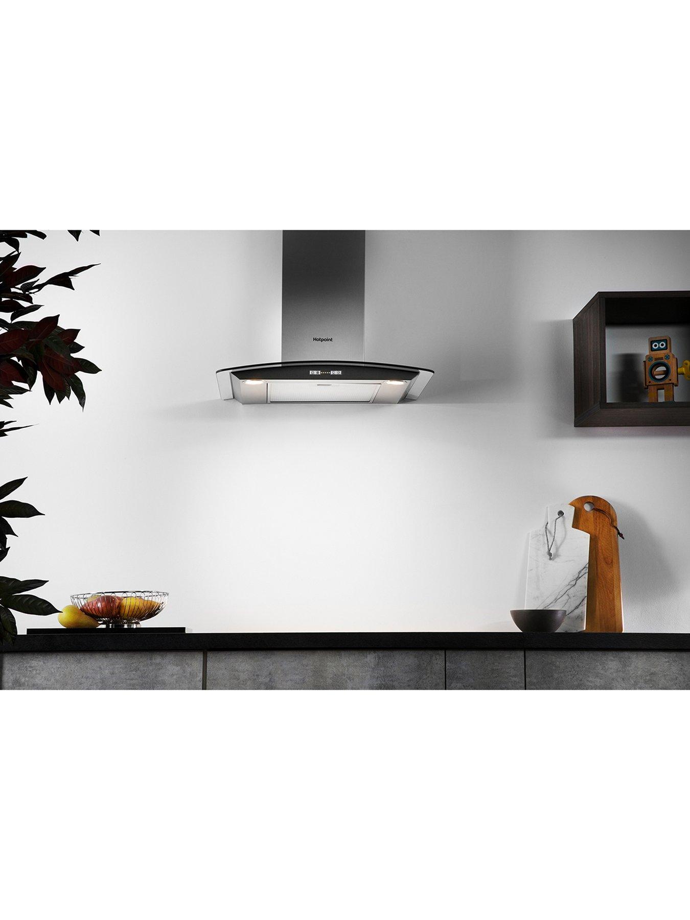  image of hotpoint-phgc64flmx-60cm-curved-glass-cooker-hood-stainless-steel