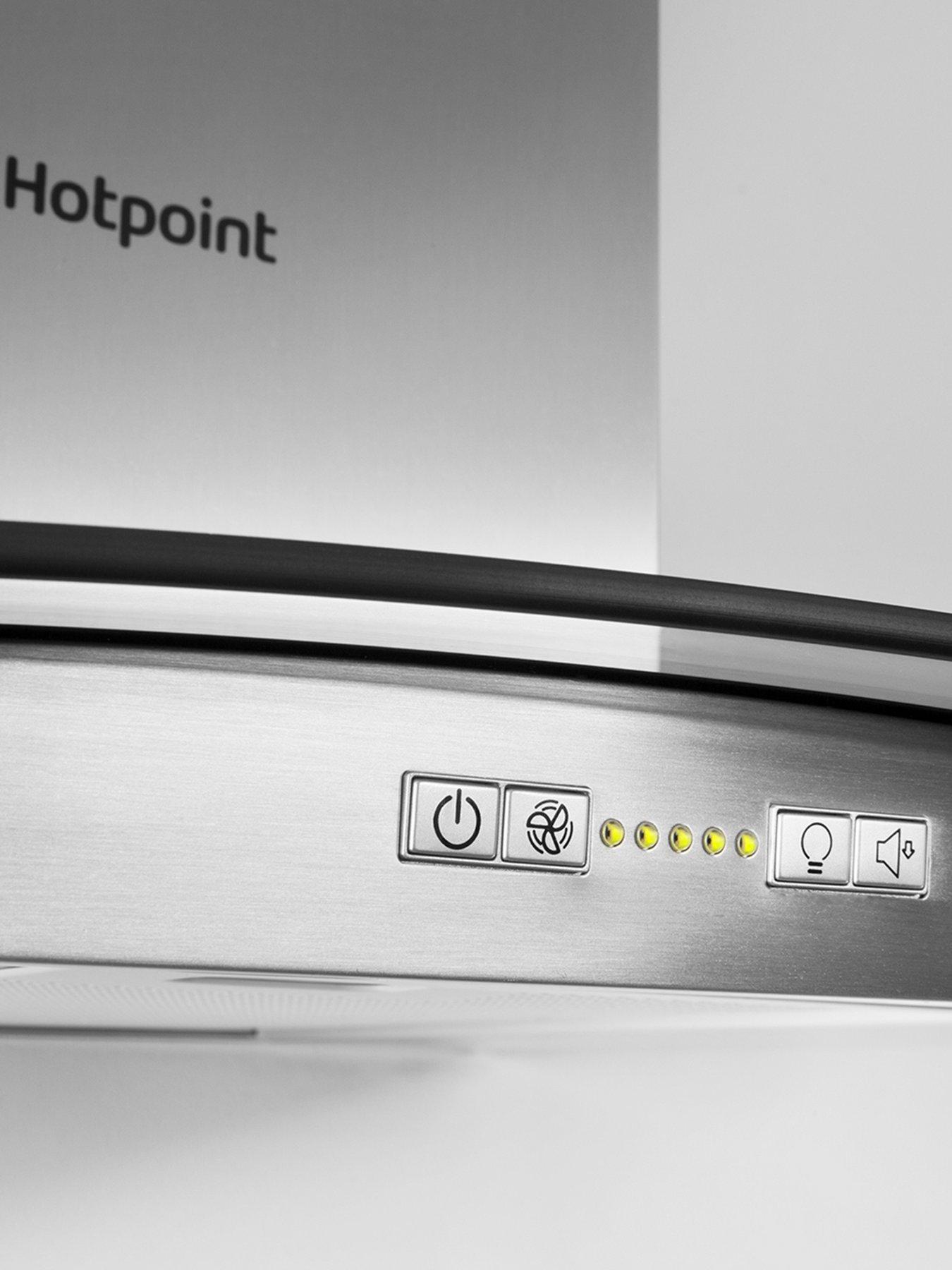  image of hotpoint-phgc64flmx-60cm-curved-glass-cooker-hood-stainless-steel