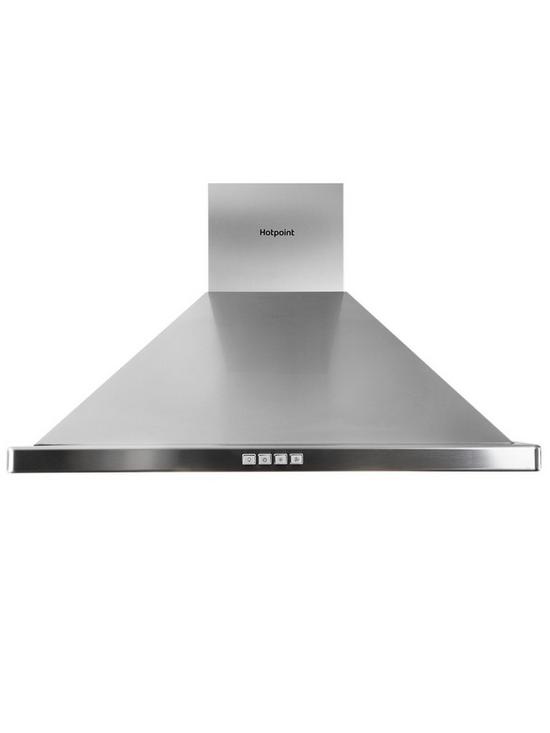 stillFront image of hotpoint-phpn65flmx-60cmnbspwide-pyramid-cooker-hood-stainless-steel