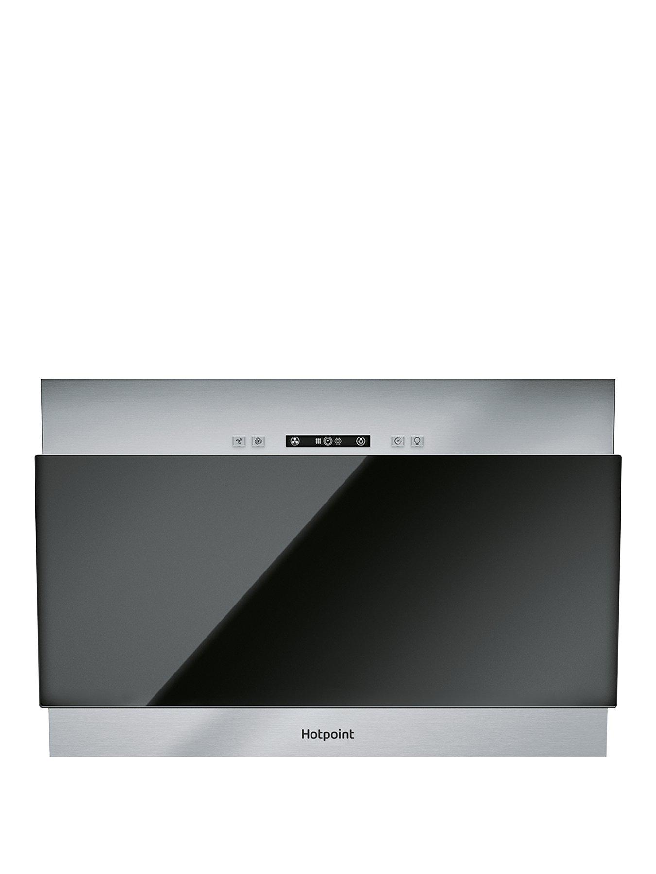 front image of hotpoint-phvp64falk1-60cmnbspwide-vertical-glass-cooker-hood-black