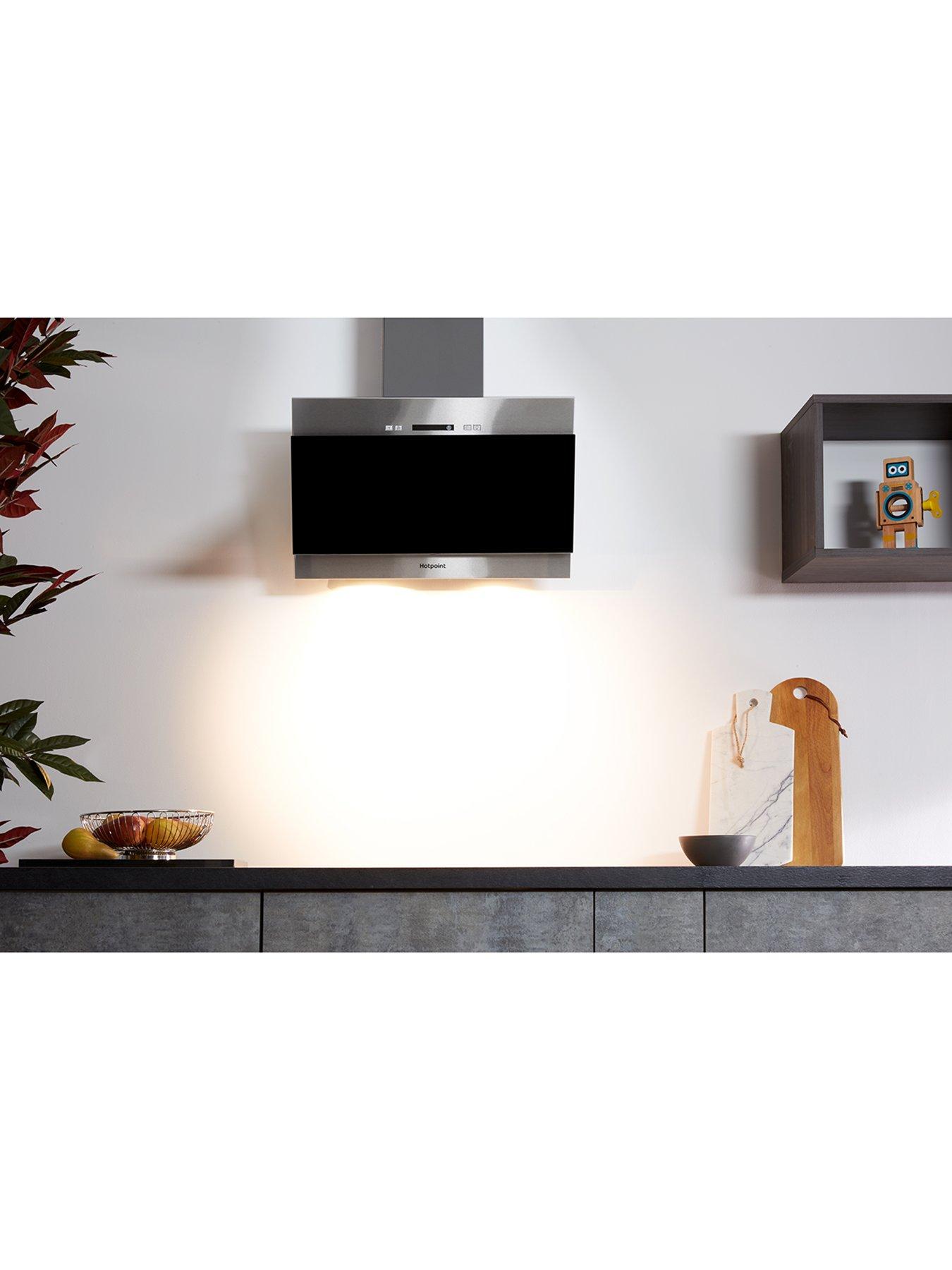  image of hotpoint-phvp64falk1-60cmnbspwide-vertical-glass-cooker-hood-black