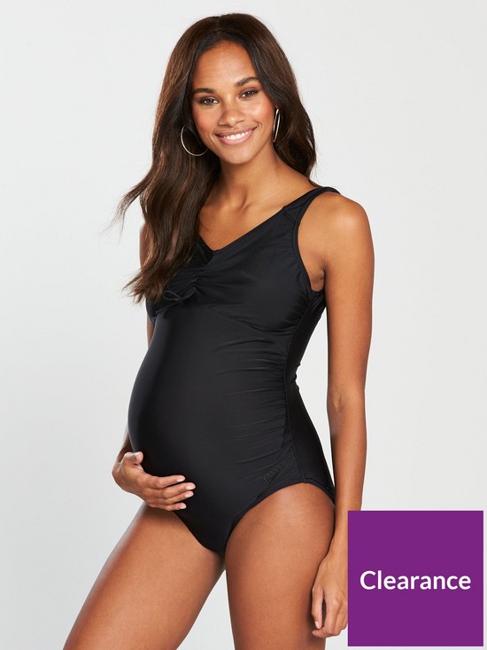 front image of speedo-maternity-swimsuit-blacknbsp