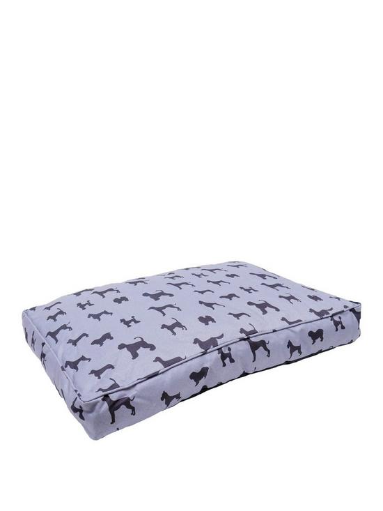 front image of rosewood-padded-dogs-print-grey-mattress