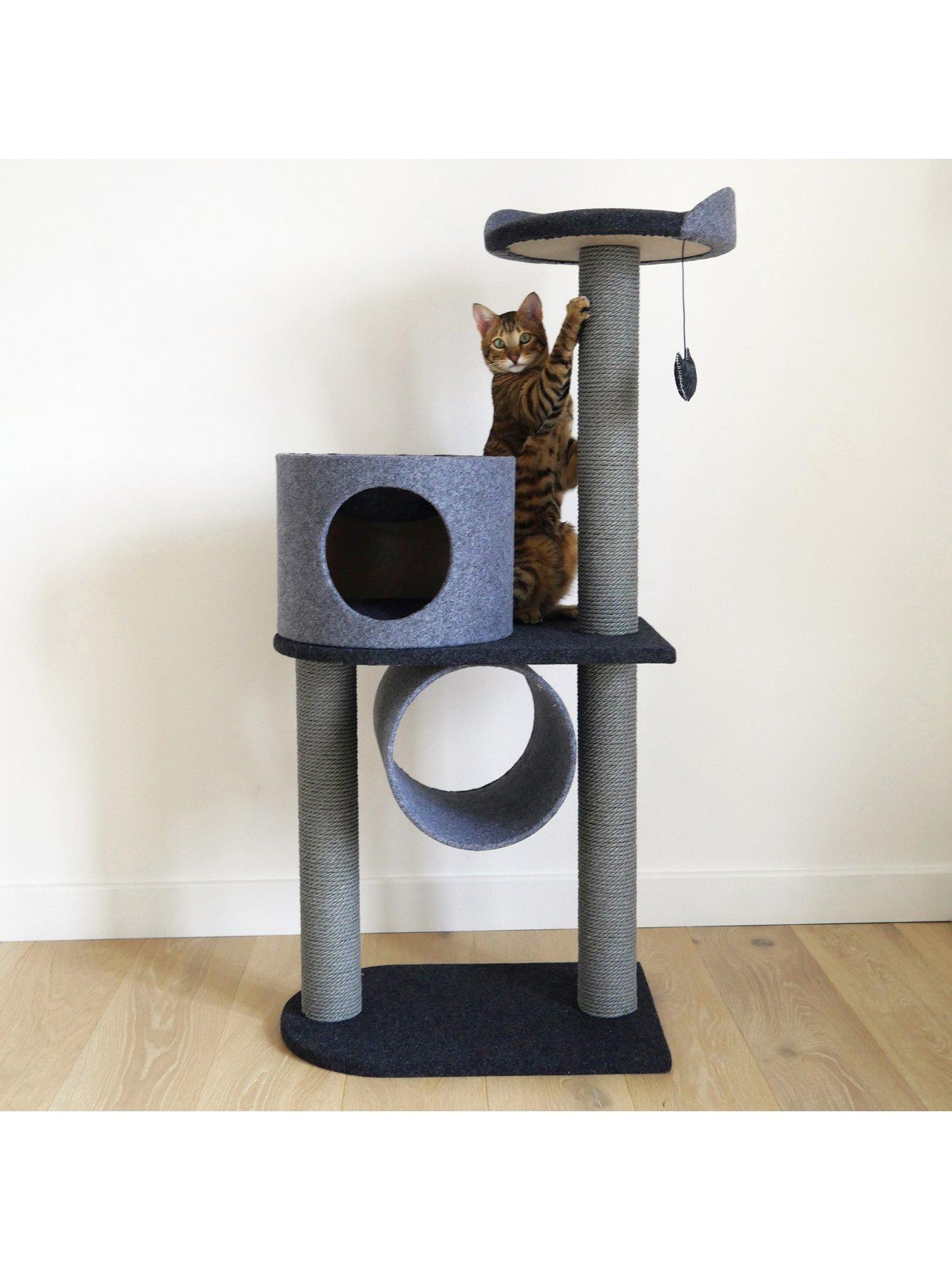 Rosewood Felt Cat Double Tower - Charcoal | littlewoods.com