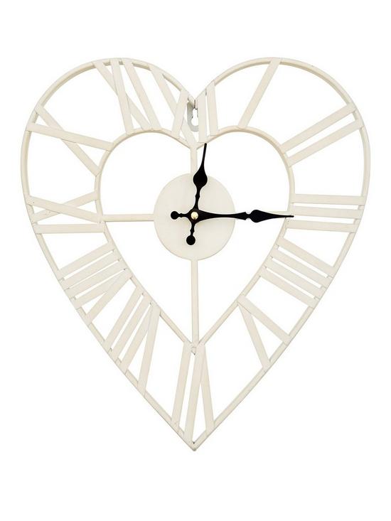 front image of metal-heart-shape-wall-clock