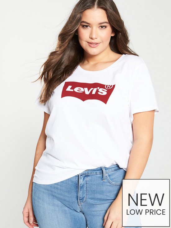 front image of levis-plus-plus-batwing-logo-perfect-t-shirt-white