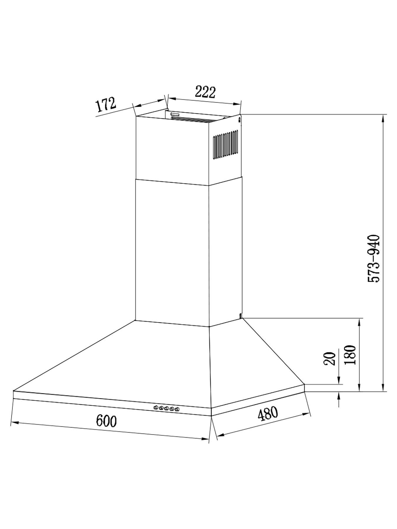 detail image of candy-cce1161x-60cm-wide-chimney-hood-stainless-steel