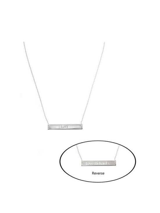 front image of the-love-silver-collection-personalised-sterling-silver-polished-bar-reversible-necklace