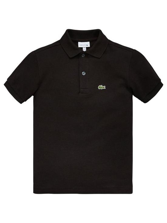 front image of lacoste-boys-classic-short-sleeve-pique-polo-shirt-black