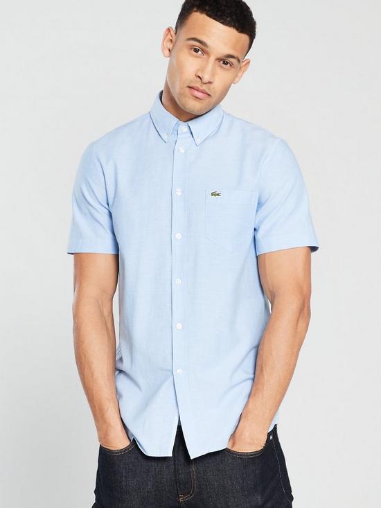 front image of lacoste-sportswear-short-sleeve-shirt-blue