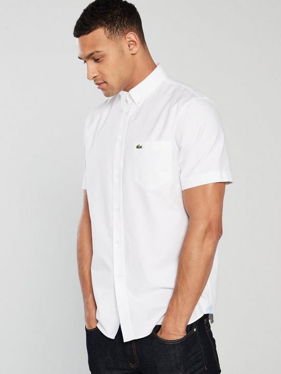 front image of lacoste-sportswear-short-sleeve-shirt-white