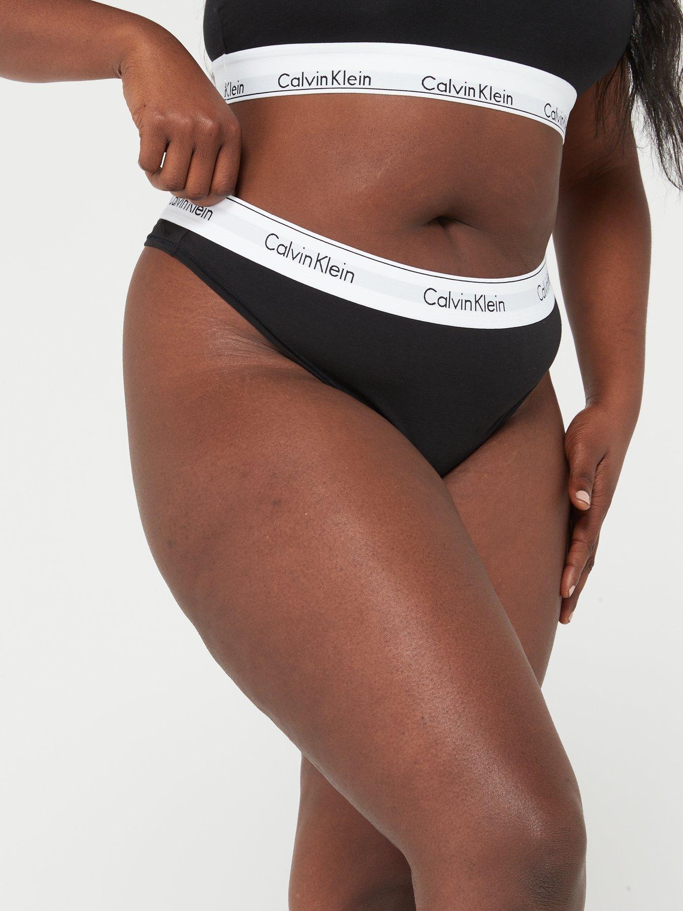 Calvin Klein Modern Cotton sheer dot thong in black