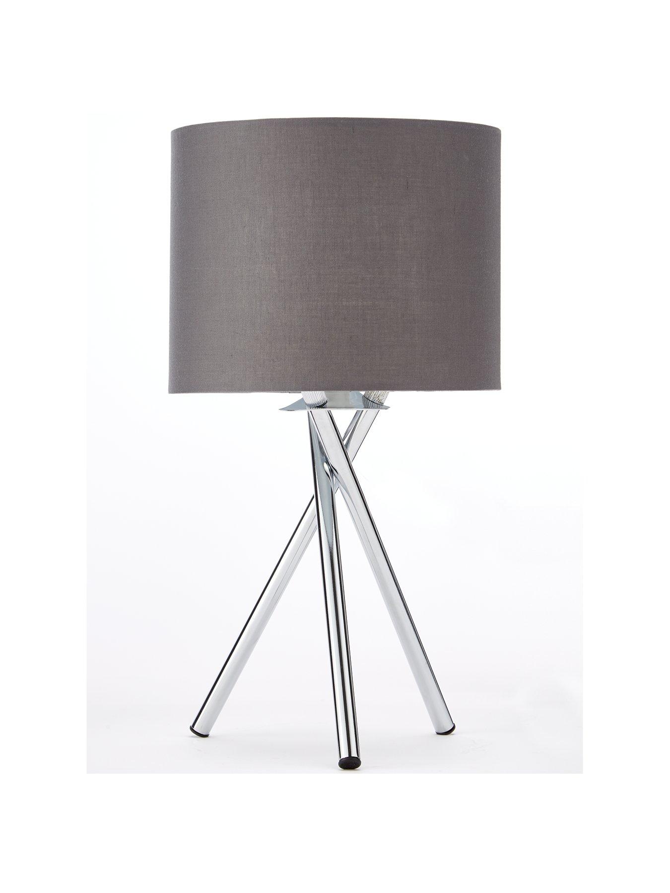 undefined Tripod Bedside Table Lamp - Grey, Ochre