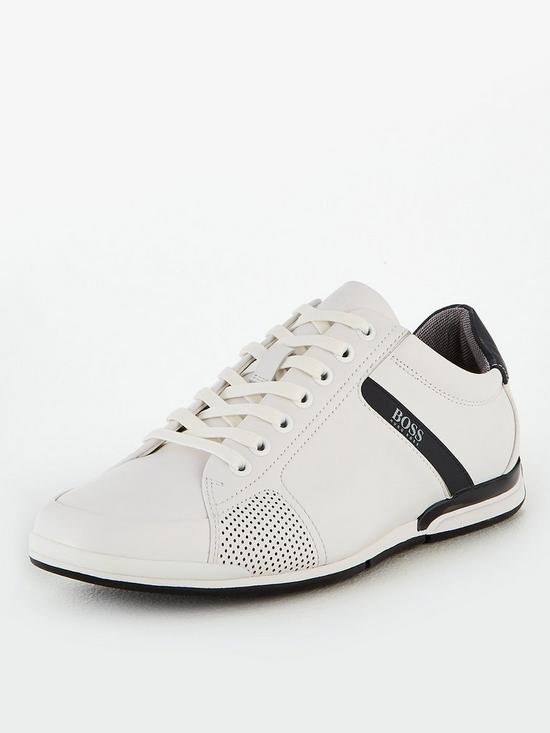front image of boss-athleisure-saturn-leather-trainers-white