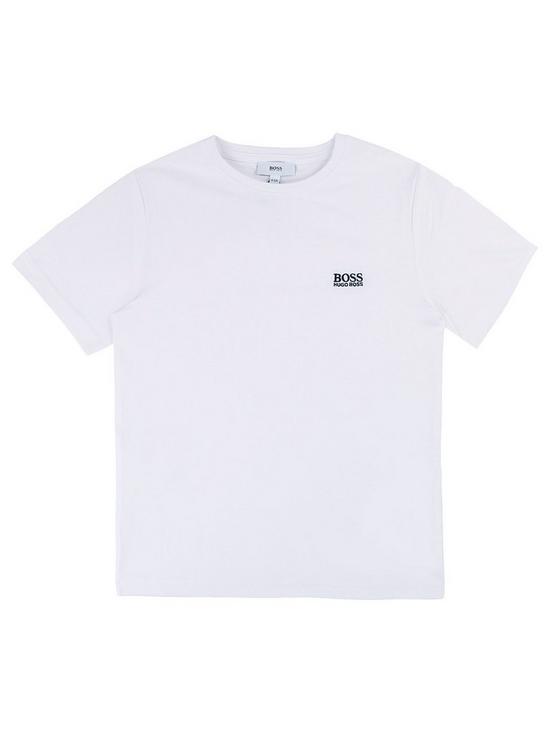 front image of boss-boys-classic-short-sleeve-t-shirt-white