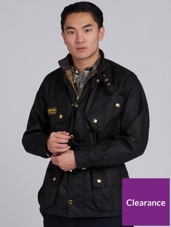 front image of barbour-international-original-wax-jacket-black