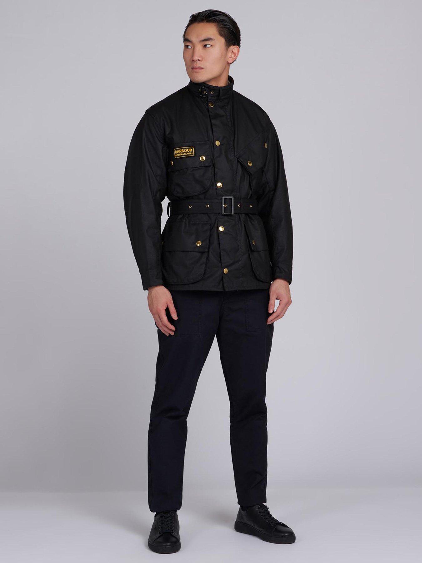 Image 3 of 3 of Barbour International International Original Belted Wax Jacket - Black