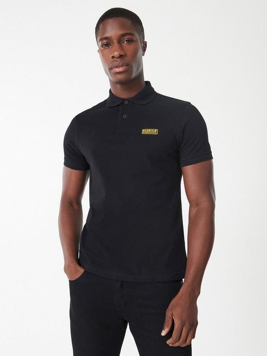 front image of barbour-international-essential-polo-shirt-black