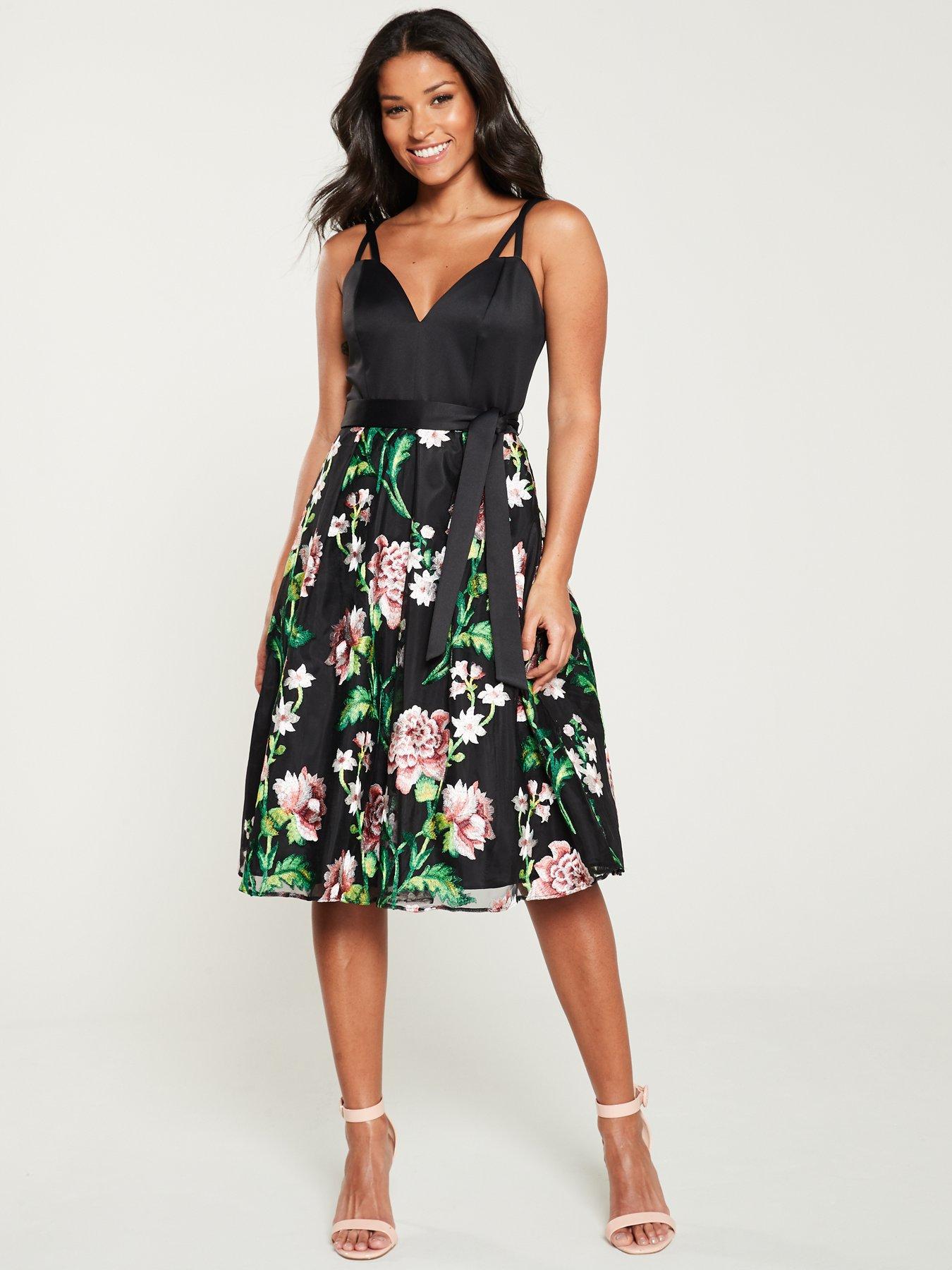 black floral homecoming dress