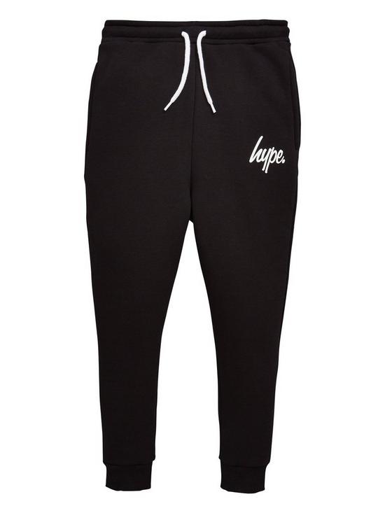 front image of hype-boys-core-script-jog-pants-black