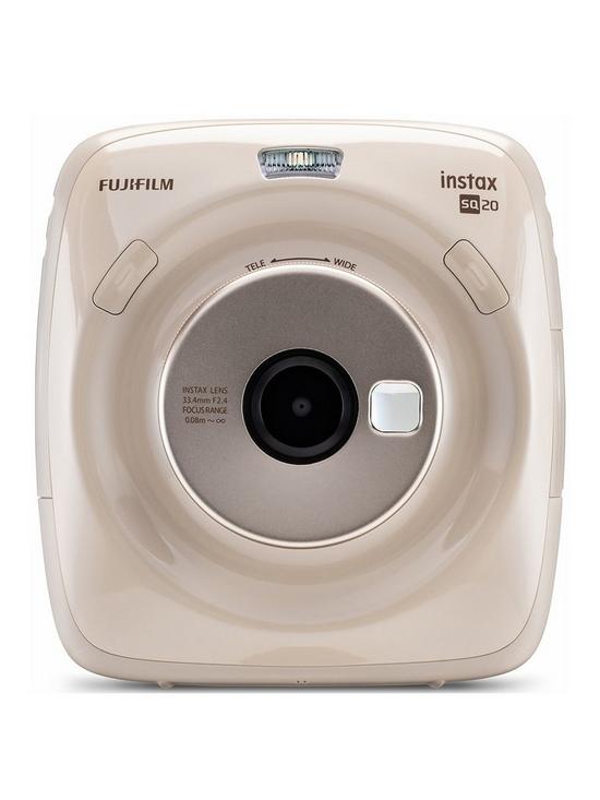 front image of fujifilm-instax-instax-square-sq20-hybrid-instant-camera-with-optional-10-or-30-pack-of-paper-beige