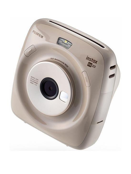 stillFront image of fujifilm-instax-instax-square-sq20-hybrid-instant-camera-with-optional-10-or-30-pack-of-paper-beige