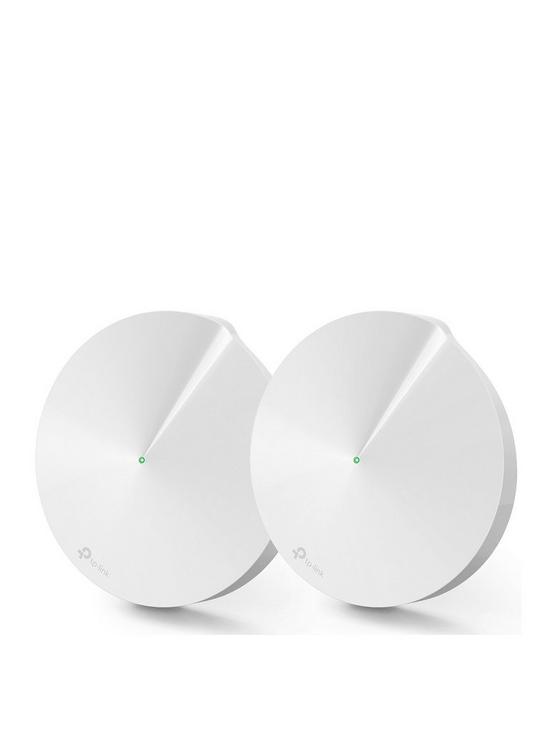front image of tp-link-deco-m9-plus-whole-home-wi-fi-with-built-in-smart-home-hub-ndash-2-pack-built-in-years-antivirus