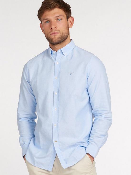 front image of barbour-oxford-tailored-shirt-blue