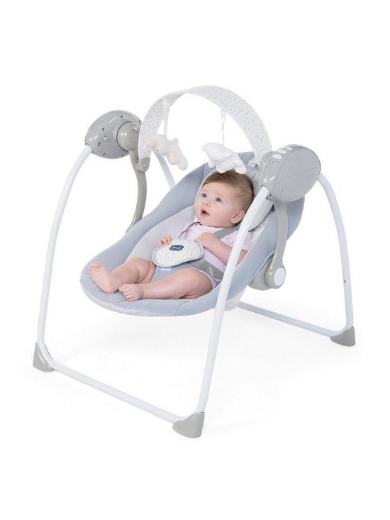 front image of chicco-swing-relax-and-play-baby-bouncer-cool-grey