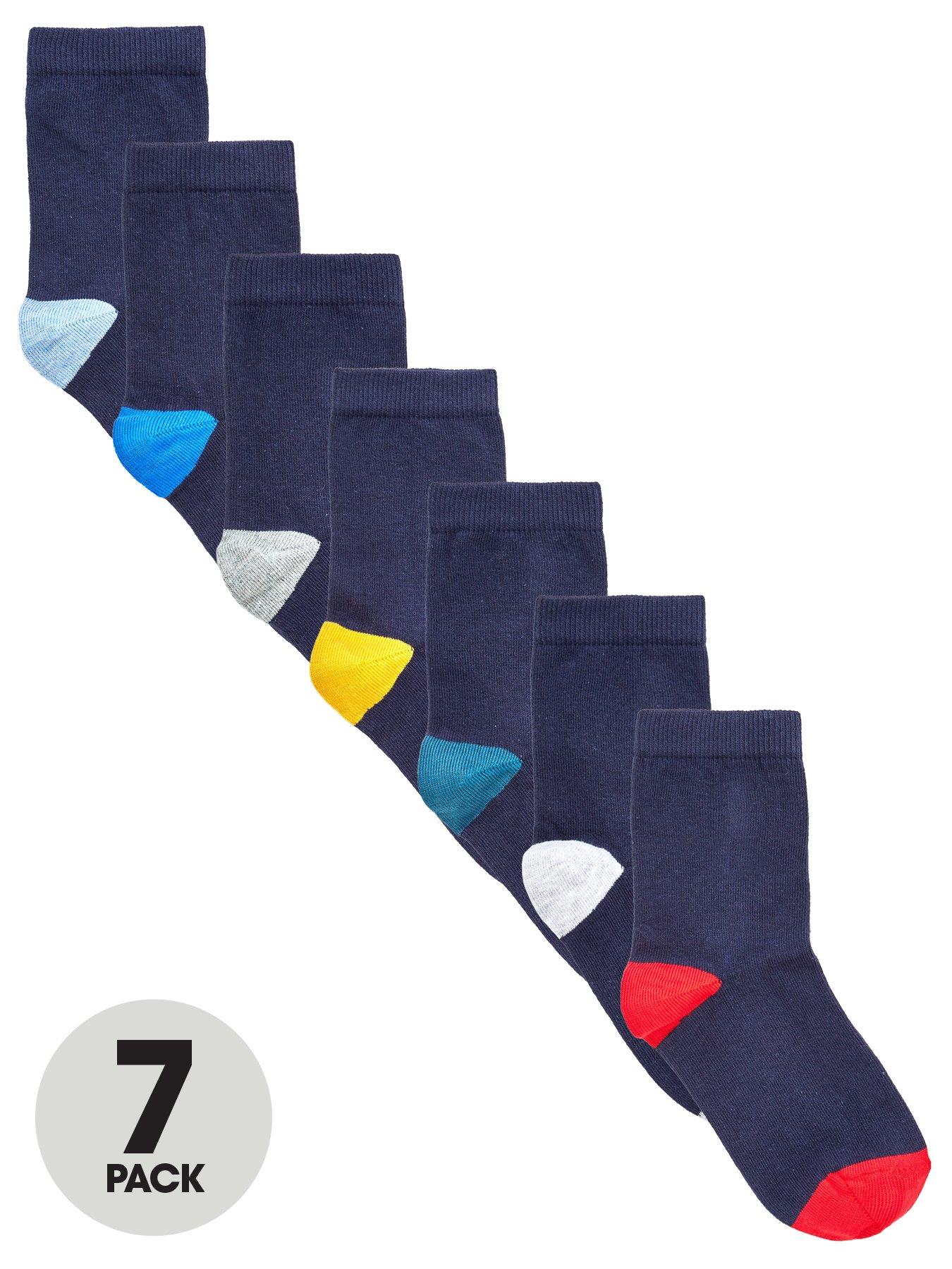 undefined 7 Pack Contrast Colour Heel and Toe Socks - Multi