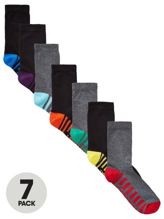 front image of everyday-7-pack-days-of-the-week-socks-multi