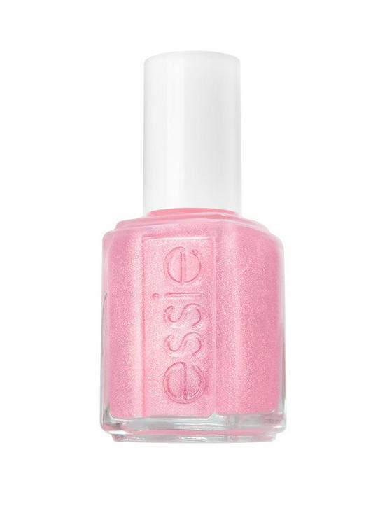front image of essie-514-birthday-girl-gold-pink-glitter-nail-polish