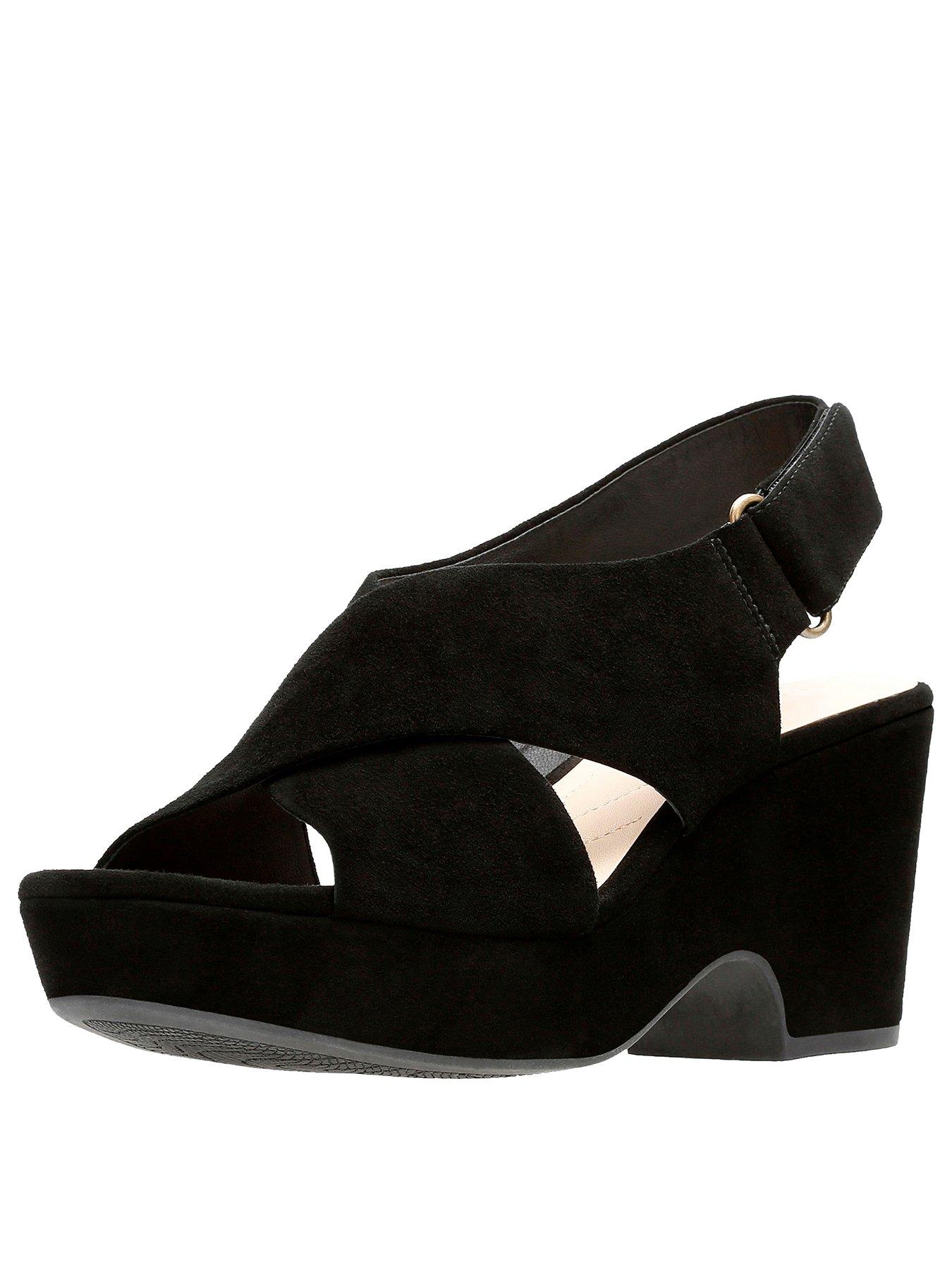 clarks suede wedges