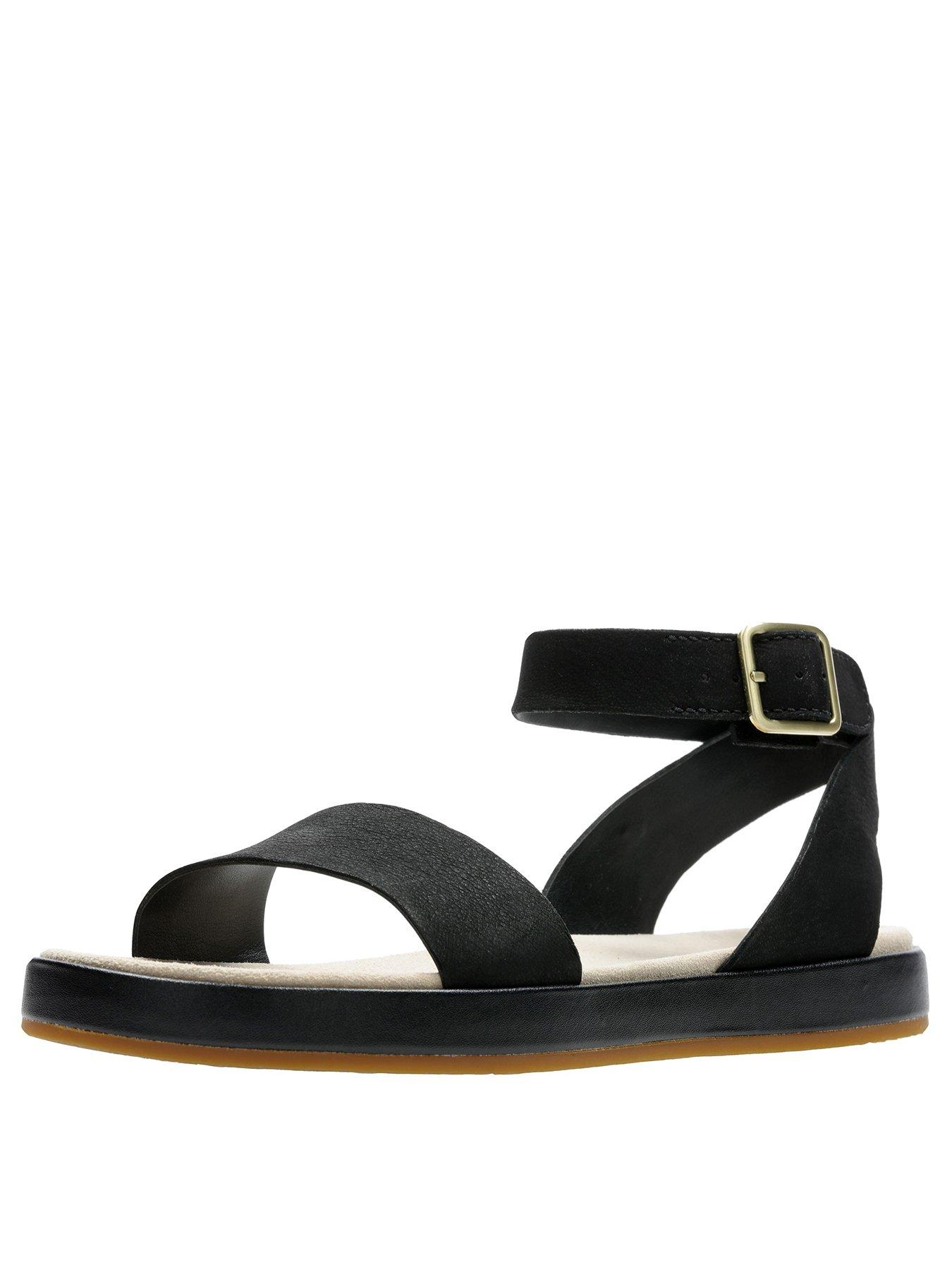 clarks black flat sandals