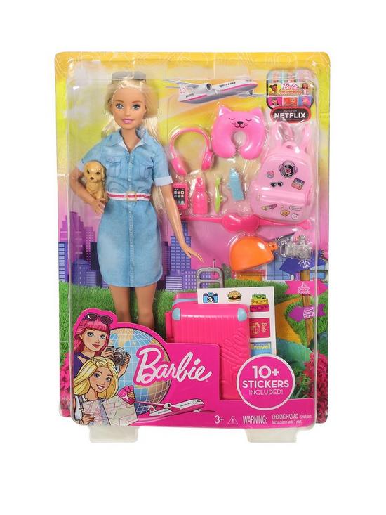 stillFront image of barbie-doll-travel-set-with-puppy-and-accessories